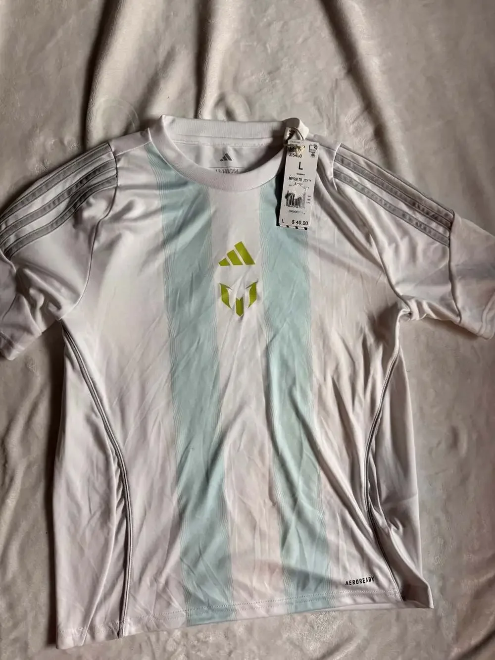 Adidas Kids Lionel Messi Training Jersey White/Light Blue